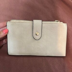 Cream Minimalist Wallet with Snap Closure
